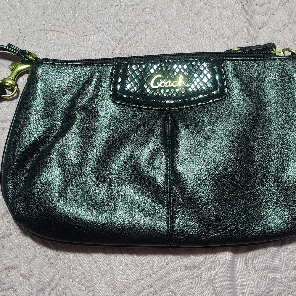 Coach Black Leather Wristlet